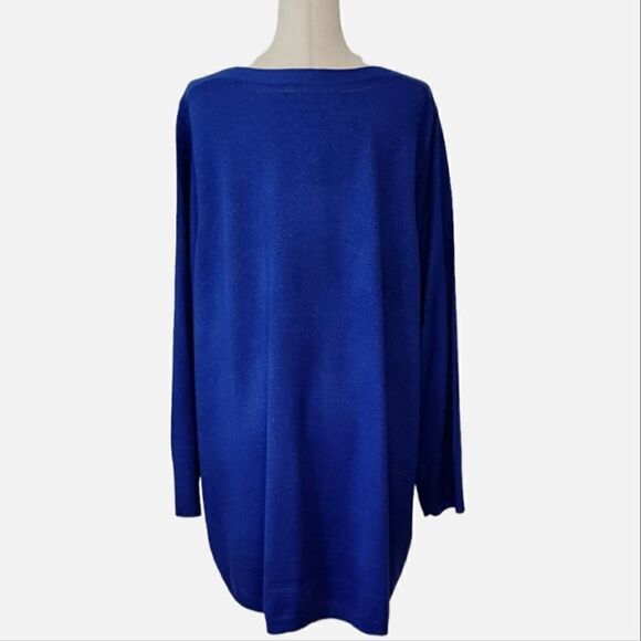 APT.9 Royal Blue Silver Metallic Sparkle Boatneck Long Sleeve Sweater Size 3X - Picture 4 of 10